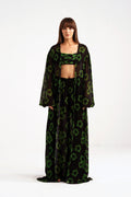 Ninon Green Haze Printed Flared Georgette Pants
