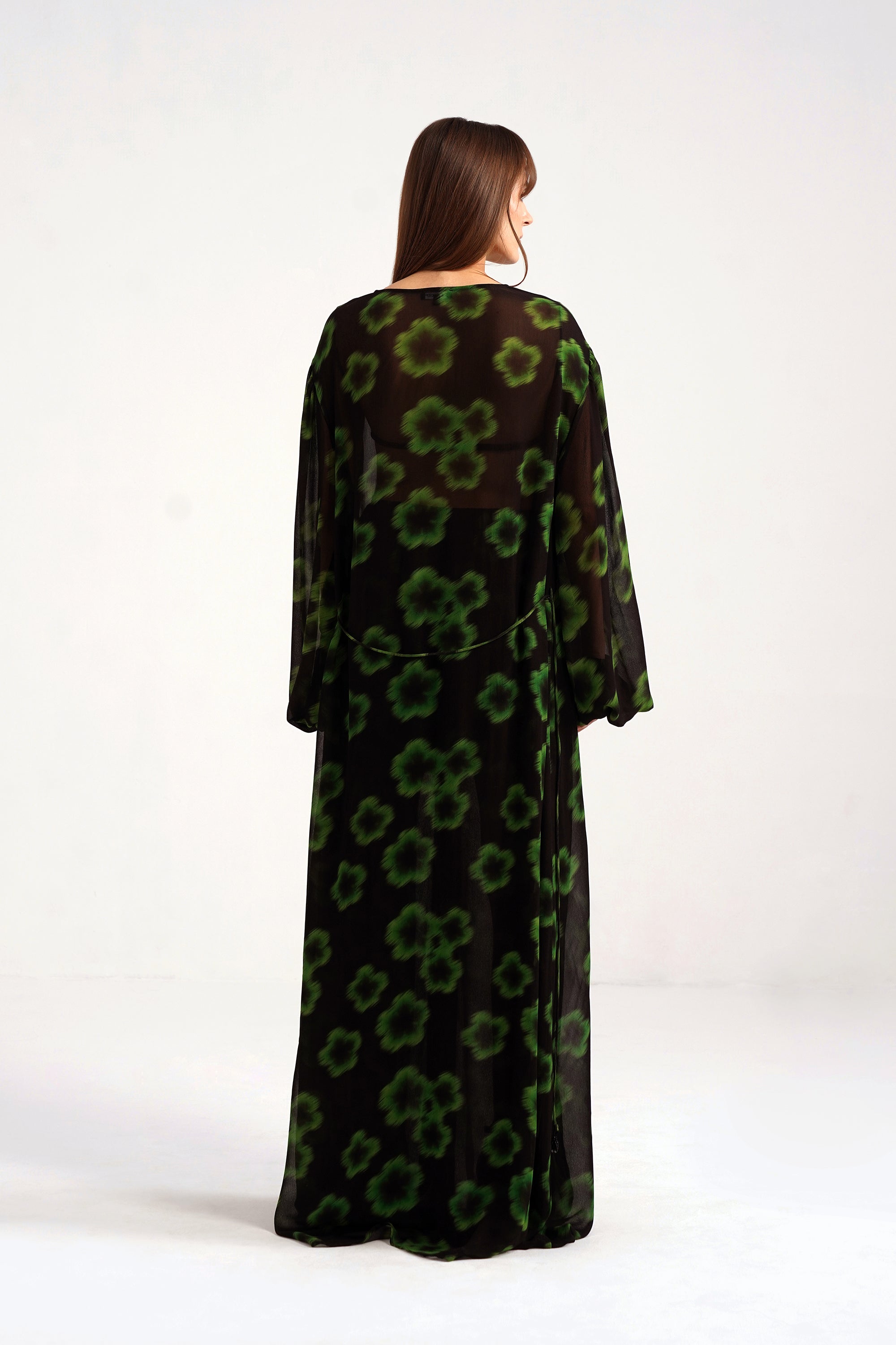 Ninon Greeen Haze Printed Flared Georgette Pants