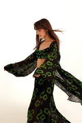 Neo Green Haze Printed Georgette Cape