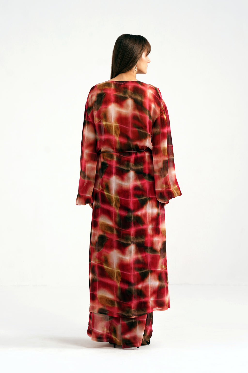 Ninon Lucid Pink Printed Flared Georgette Pants