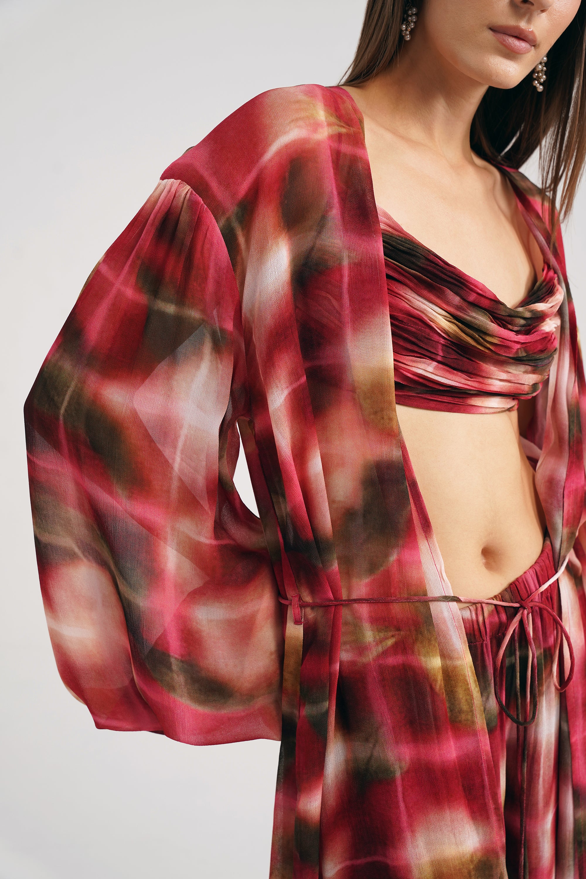 Neo Lucid Pink Printed Georgette Cape