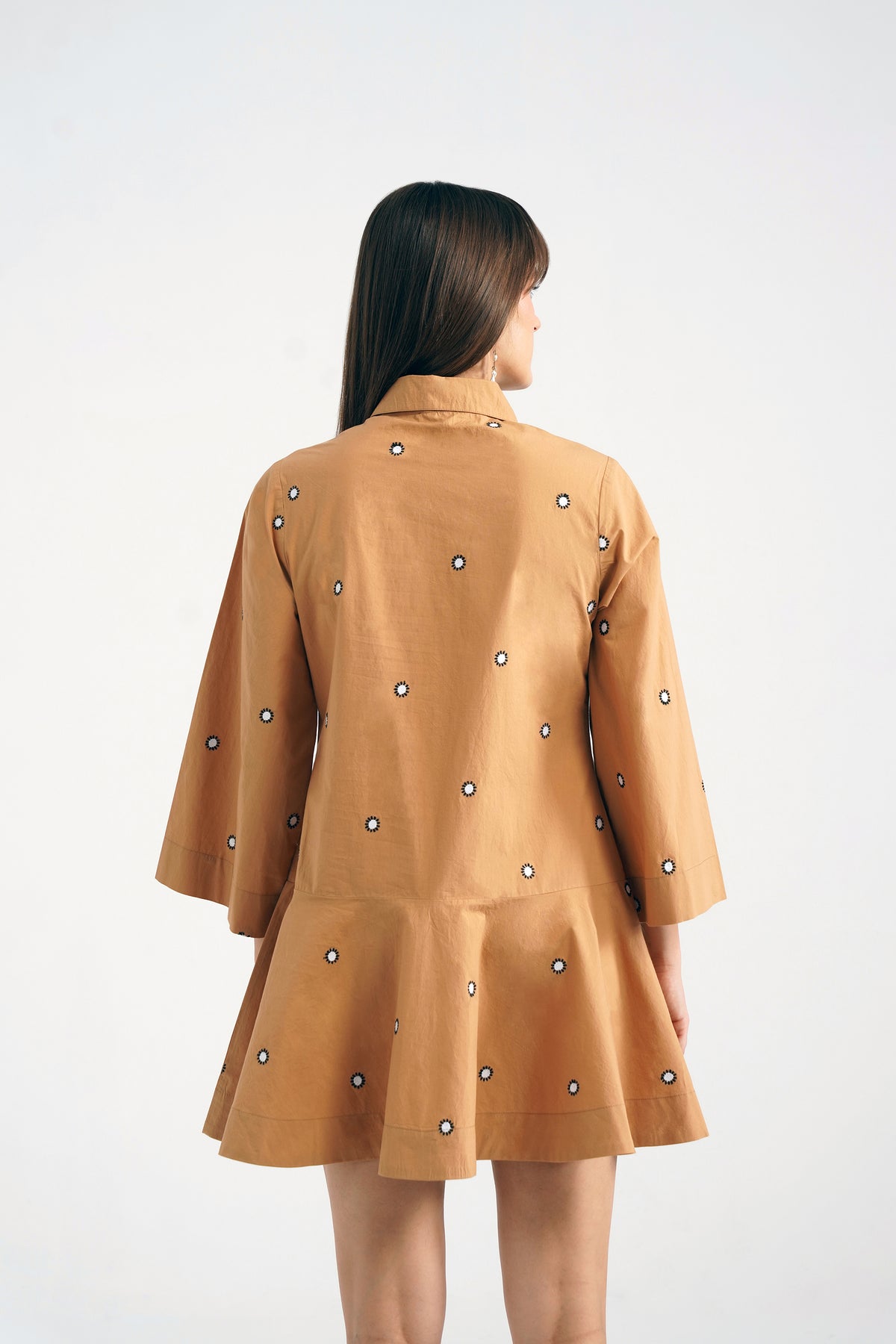 Melanie Tan Emb. Peplum Mini Dress