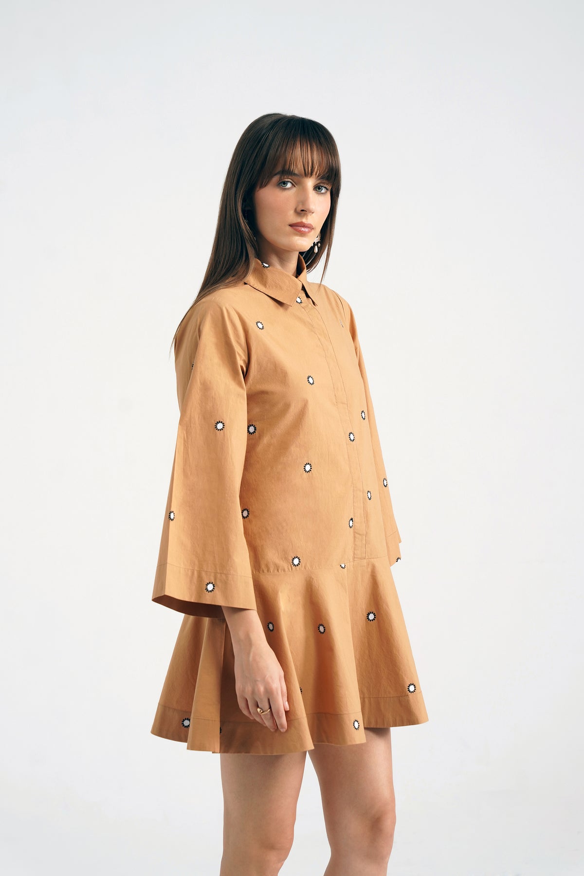 Melanie Tan Emb. Peplum Mini Dress