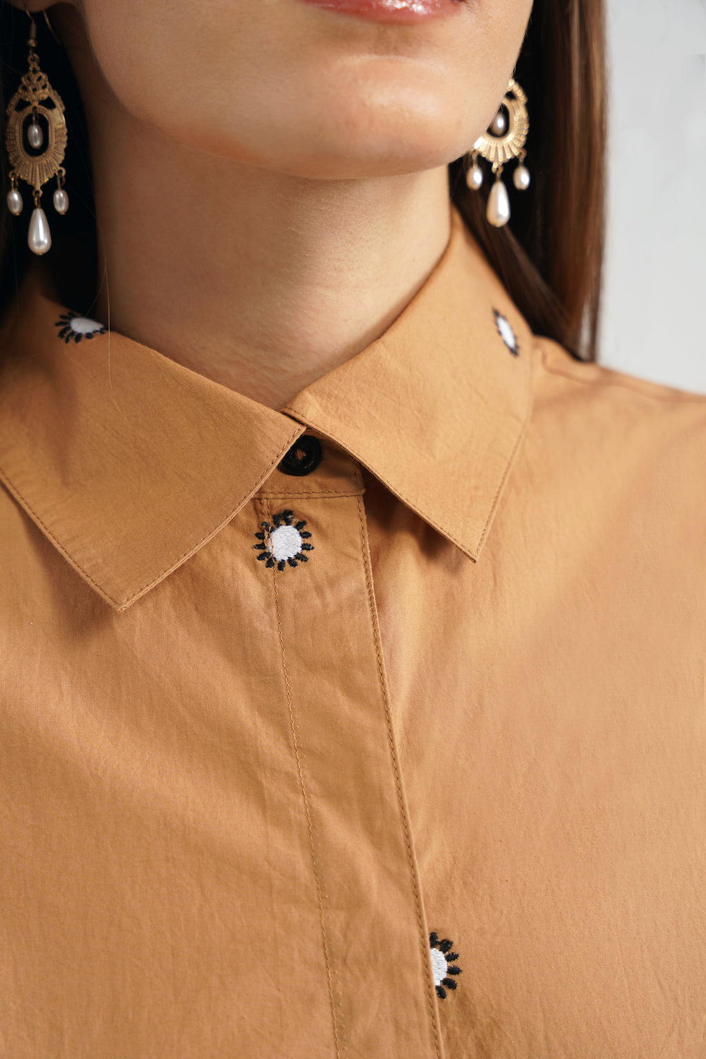 Melanie Tan Emb. Peplum Mini Dress
