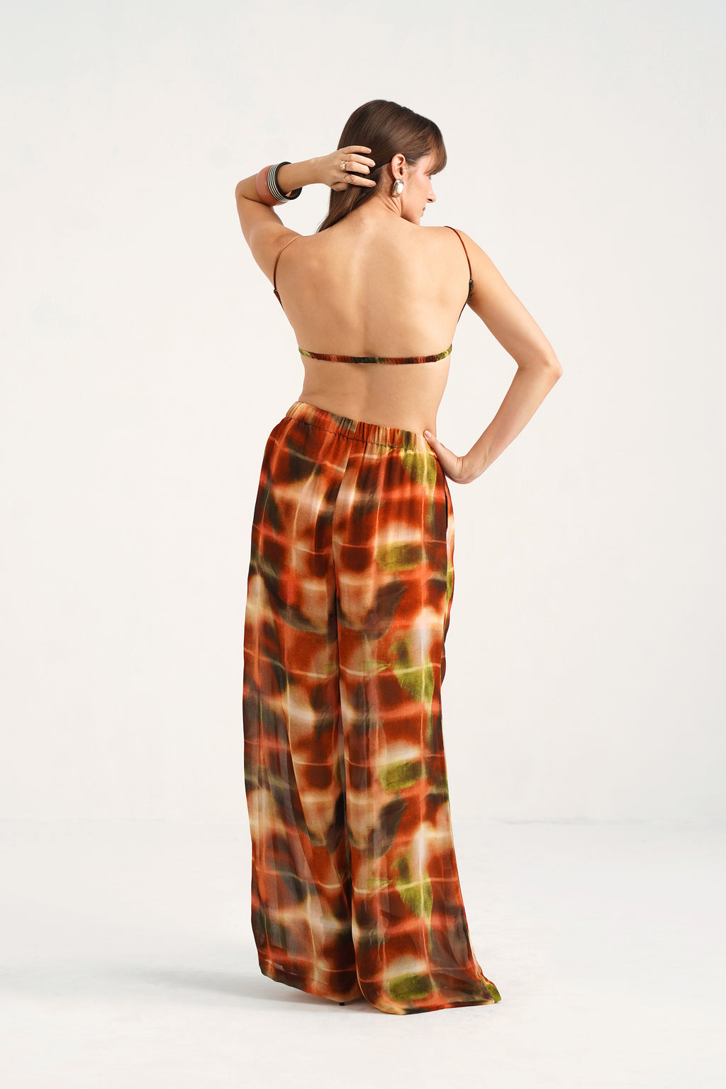 Hannah Lucid Rust Printed Georgette Cowl Top
