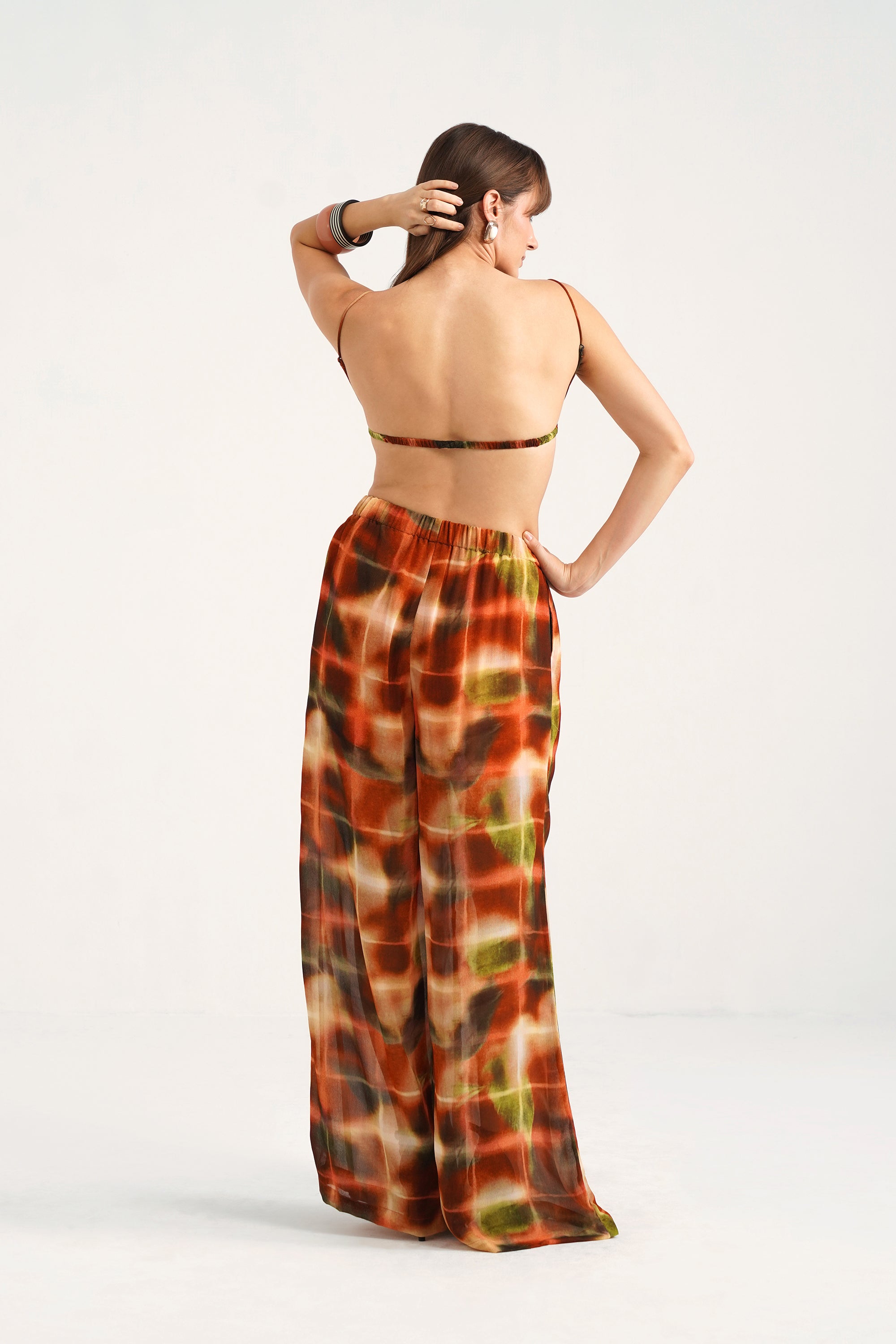Hannah Lucid Rust Printed Georgette Cowl Top