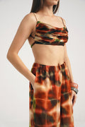Ninon Lucid Rust Printed Flared Georgette Pants