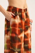 Ninon Lucid Rust Printed Flared Georgette Pants