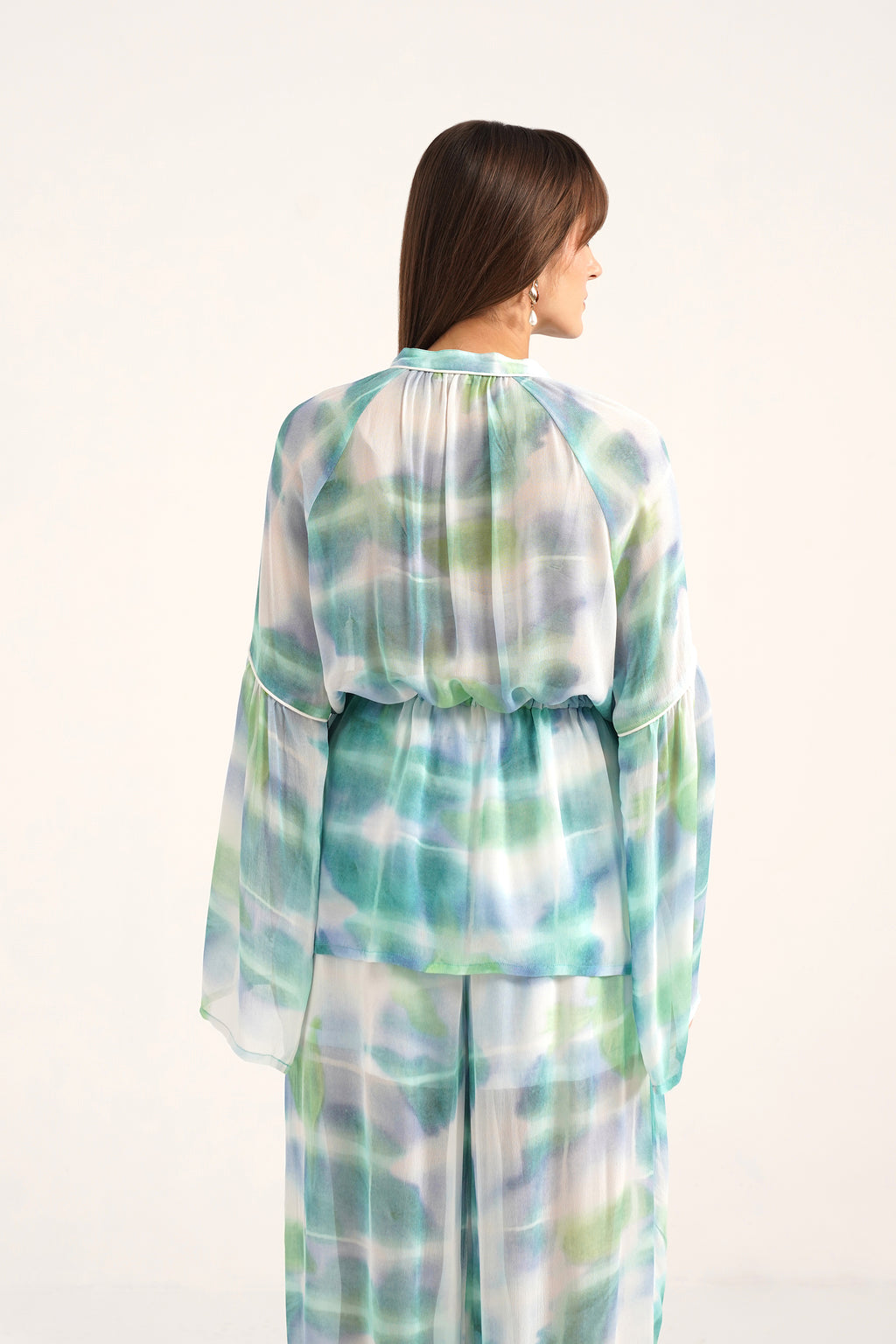 Calixte Lucid Blue Printed Georgette Top