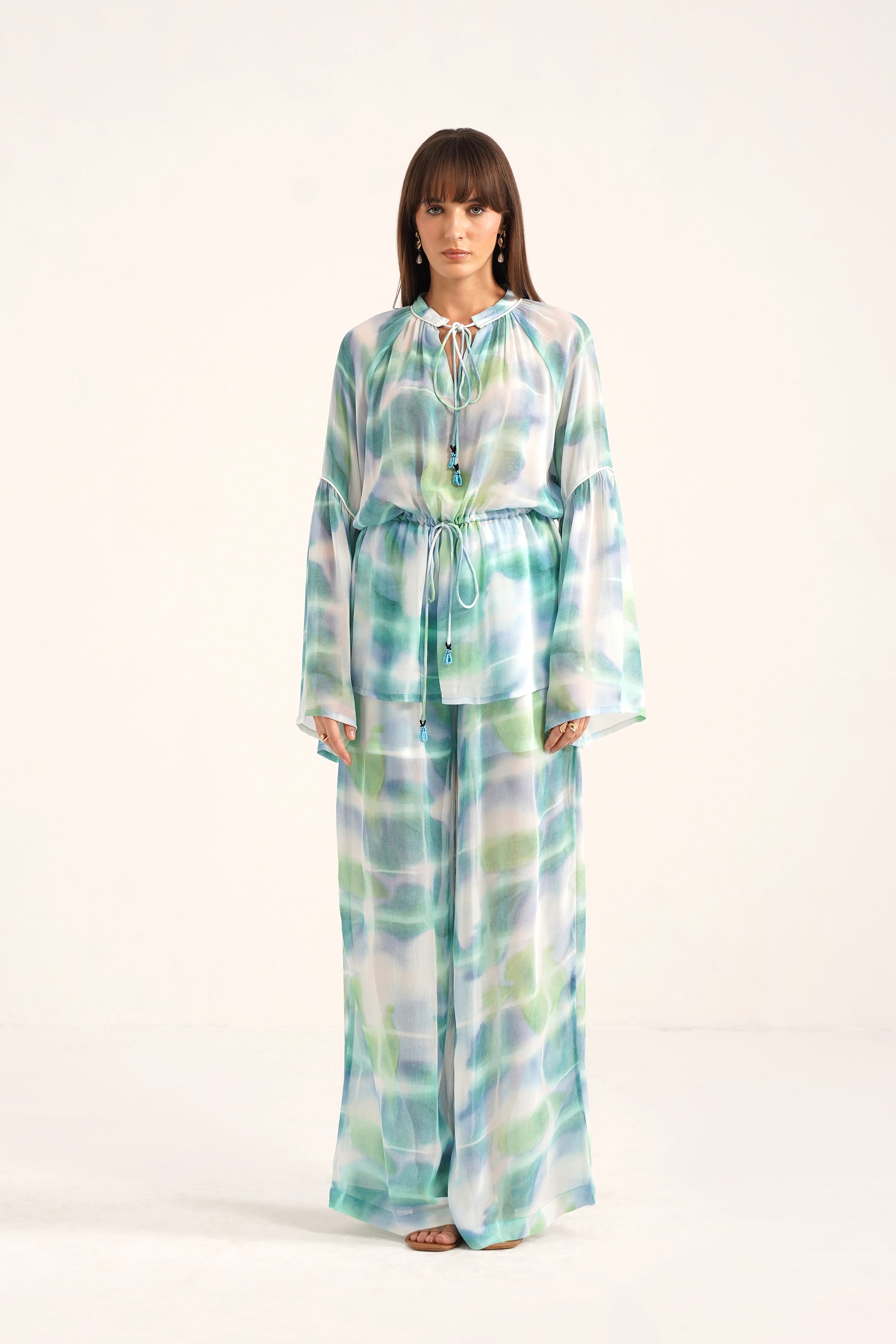 Calixte Lucid Blue Printed Georgette Top