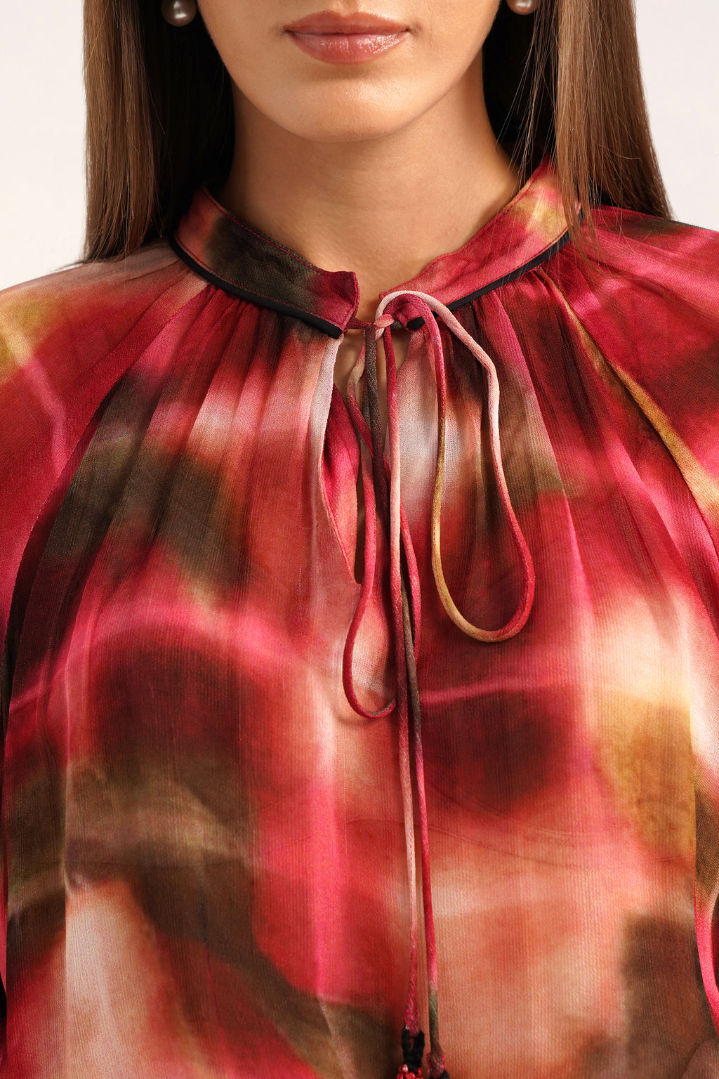 Calixte Lucid Pink Printed Georgette Top