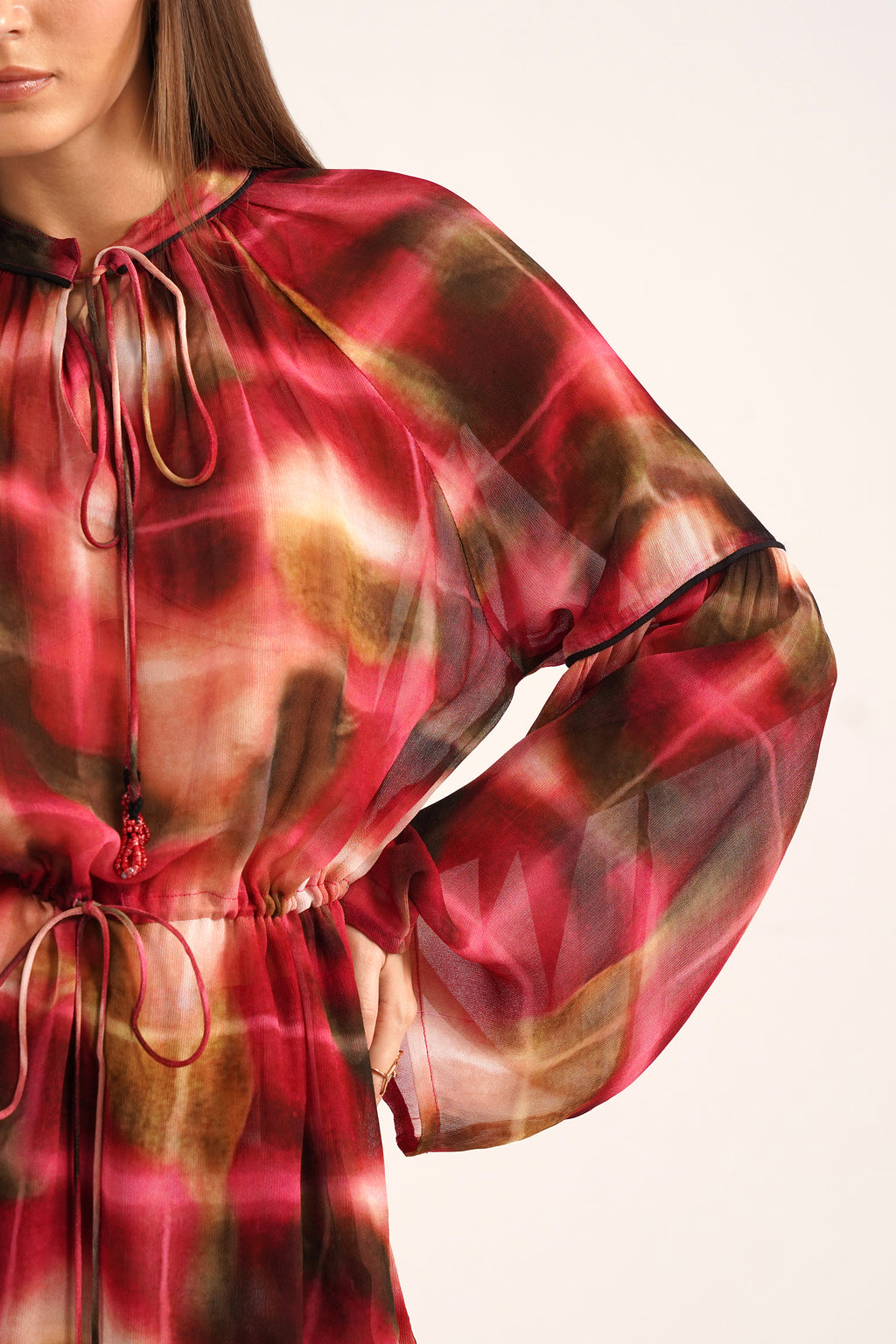 Calixte Lucid Pink Printed Georgette Top