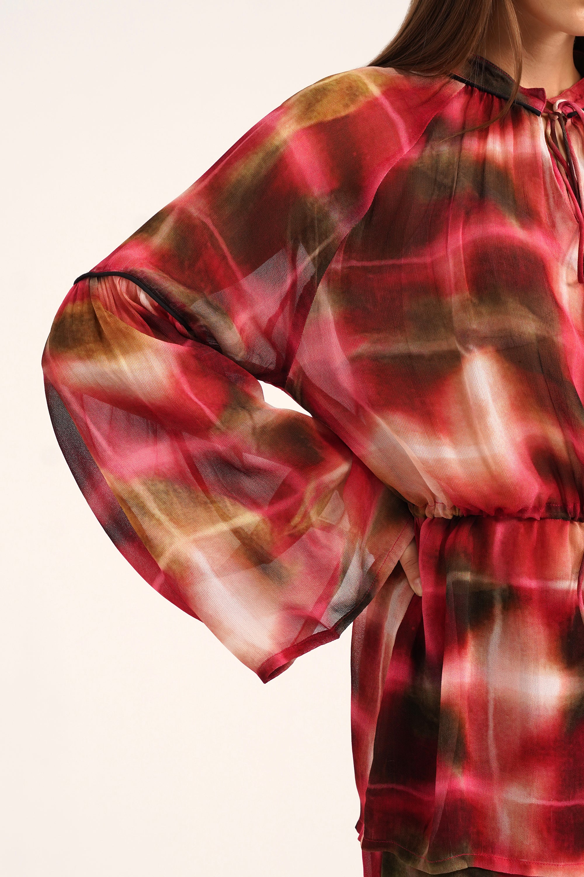 Calixte Lucid Pink Printed Georgette Top