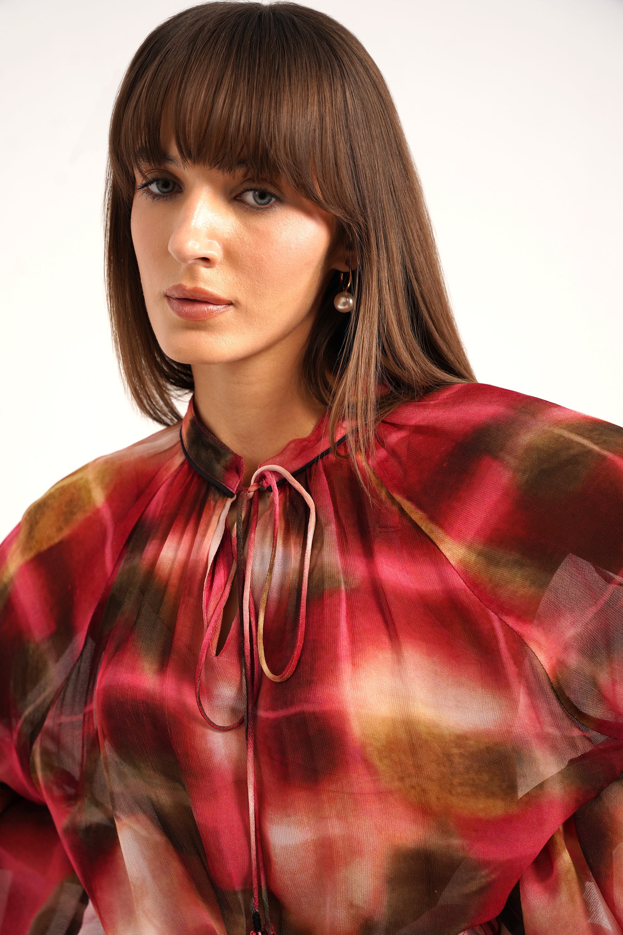 Calixte Lucid Pink Printed Georgette Top