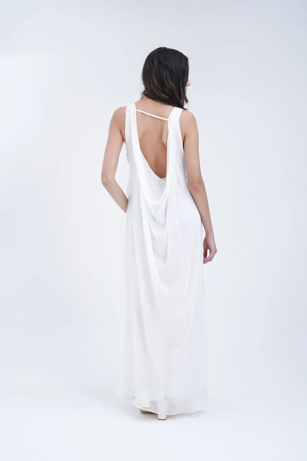 Robe longue transparente à fleurs blanche Saint Tropez
