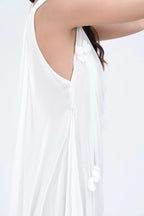 Robe longue transparente à fleurs blanche Saint Tropez