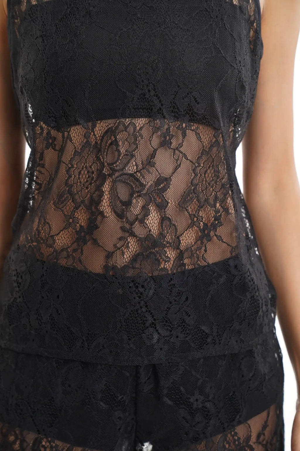 Lacey Black Lace Nightsuit