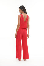 Crinkle Red Cotton Crepe Nightsuit