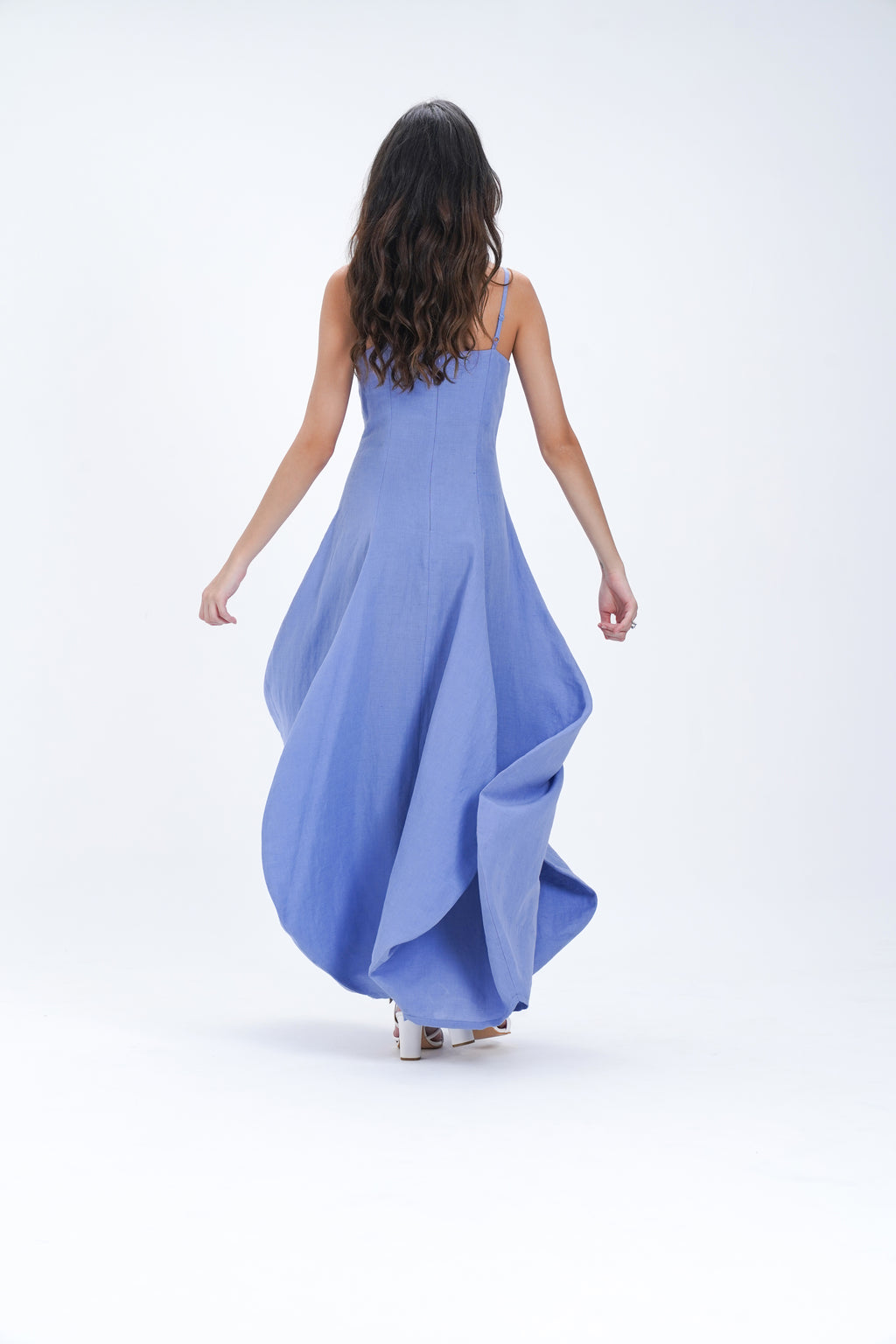 Bleue Volume Linen Sun Dress