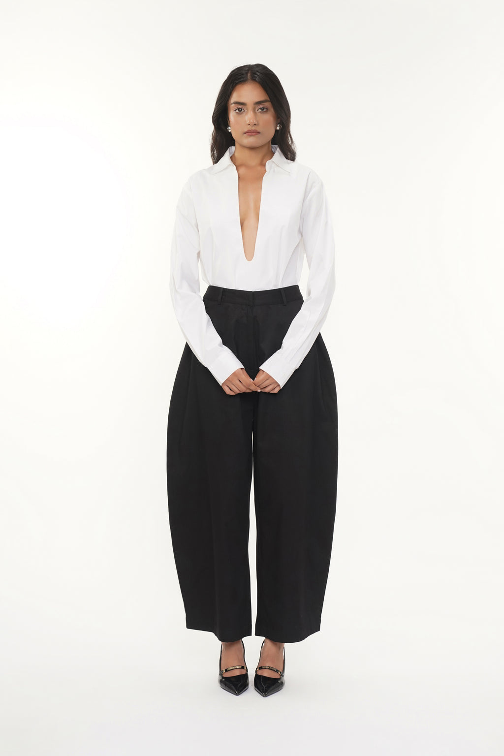Barrey Black Cotton Pant