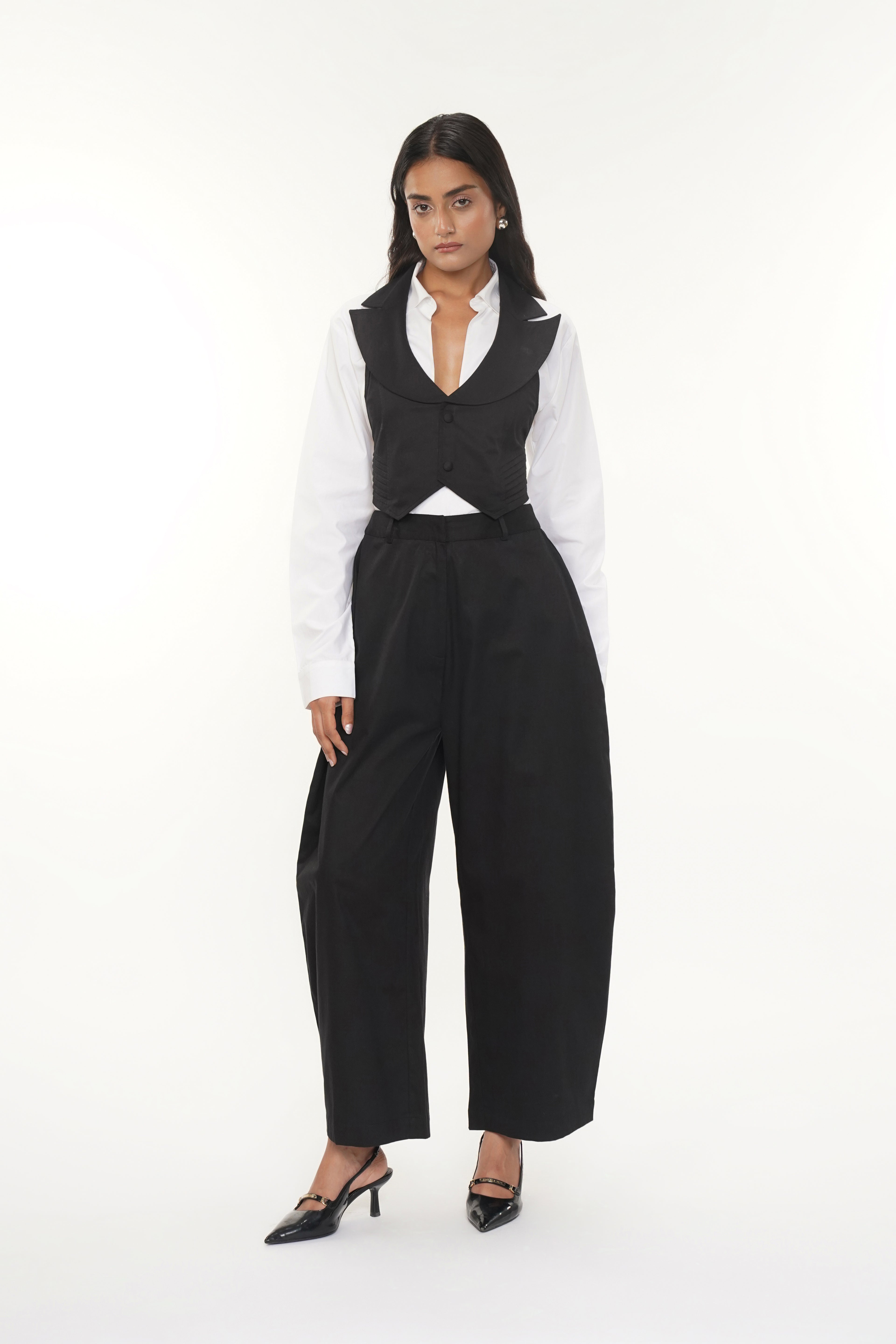 Barrey Black Cotton Pant