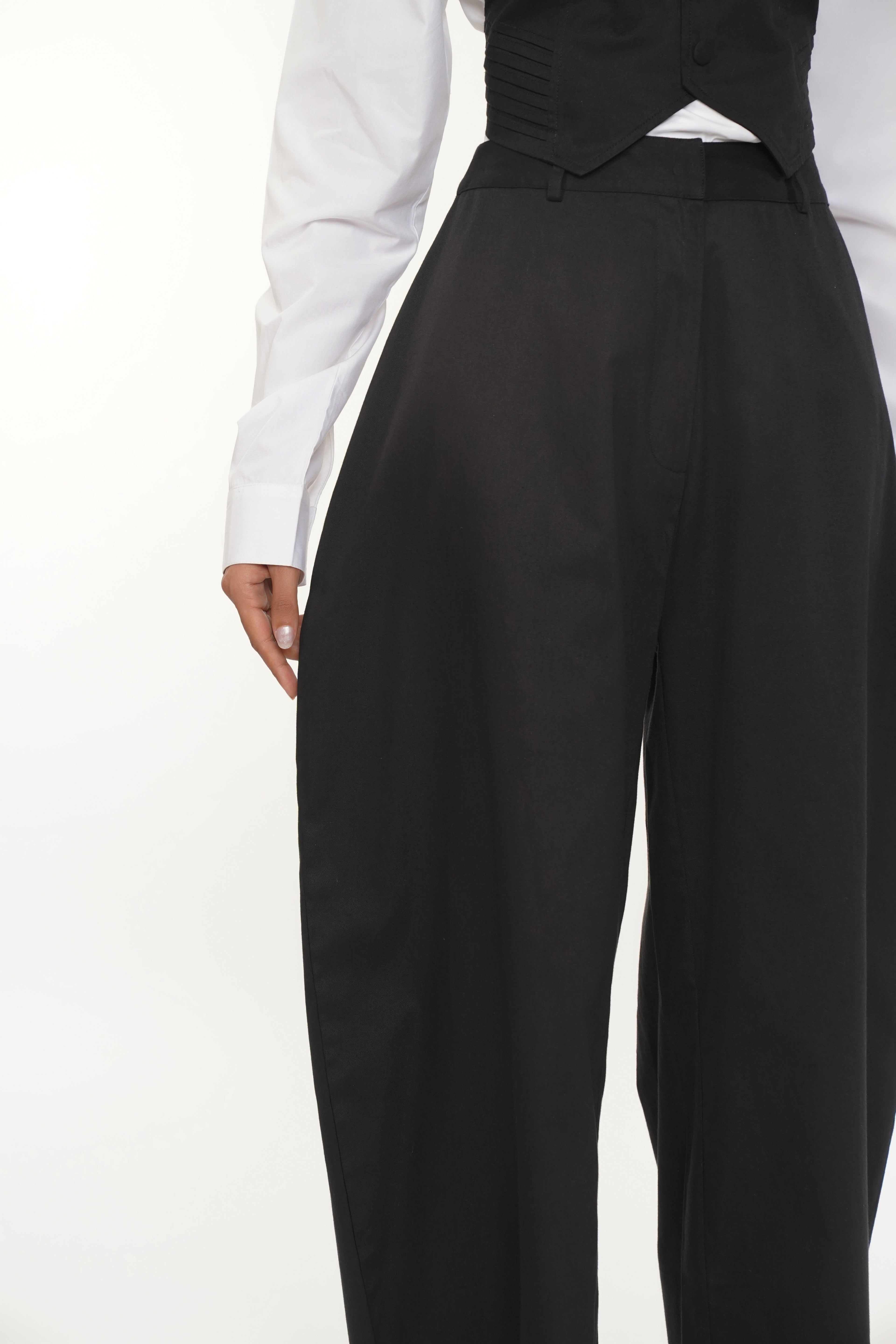 Barrey Black Cotton Pant