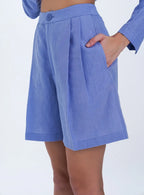 Short en lin Bleue