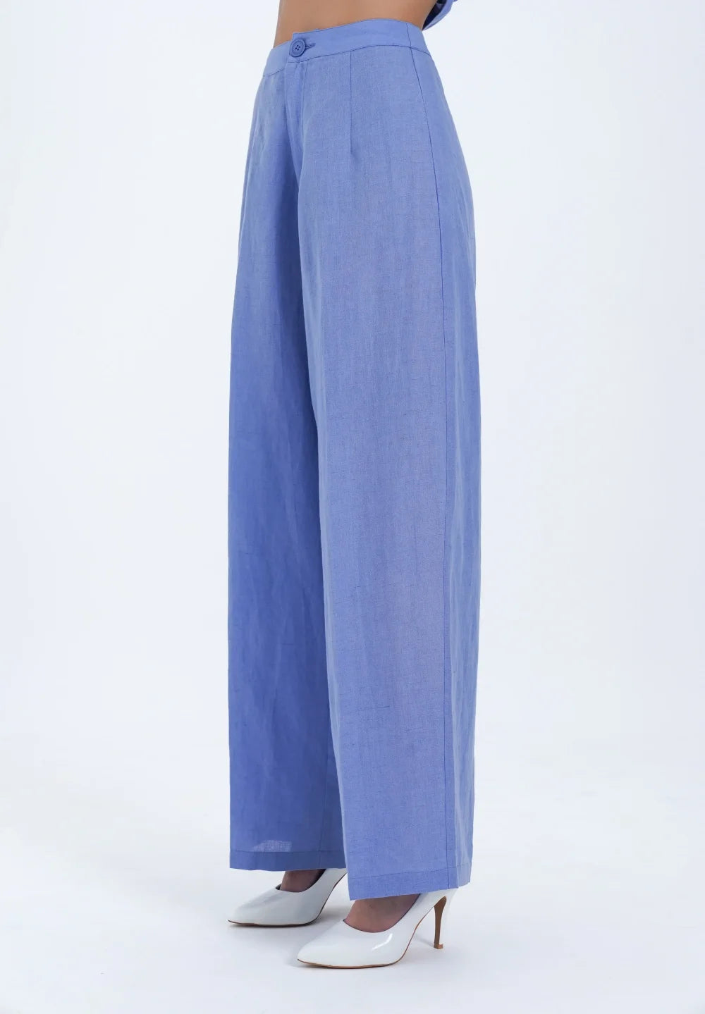 Pantalon en lin bleu