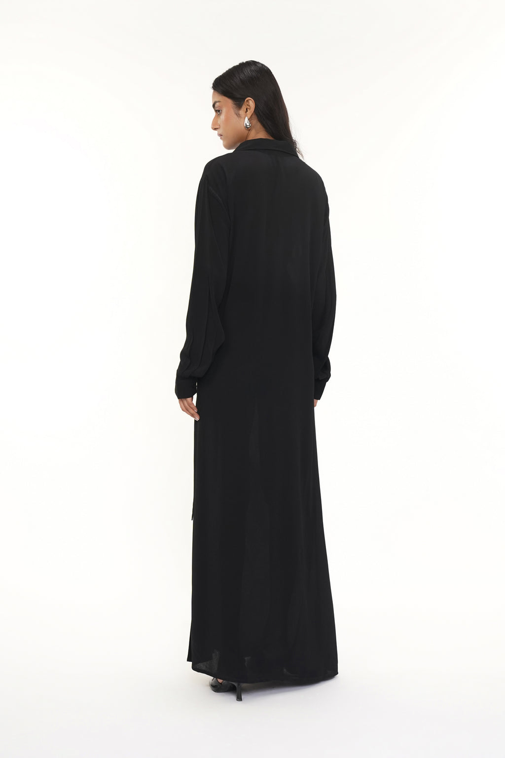 Theo Black Crepe Slit Dress