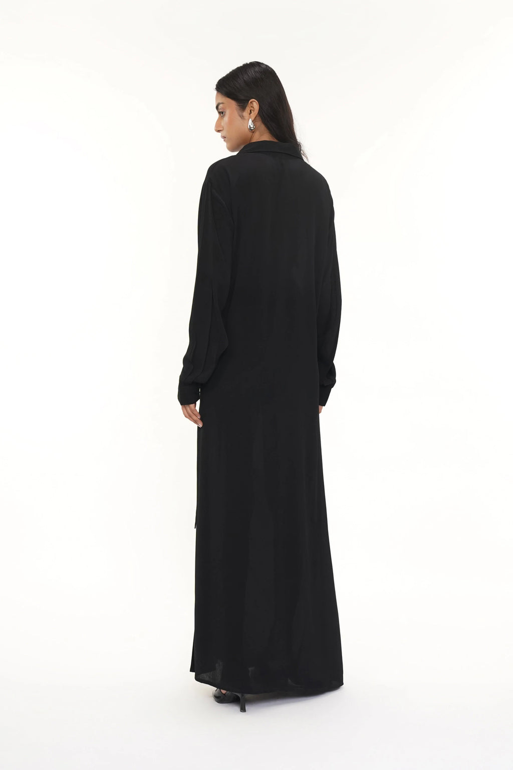 Theo Black Crepe Slit Dress