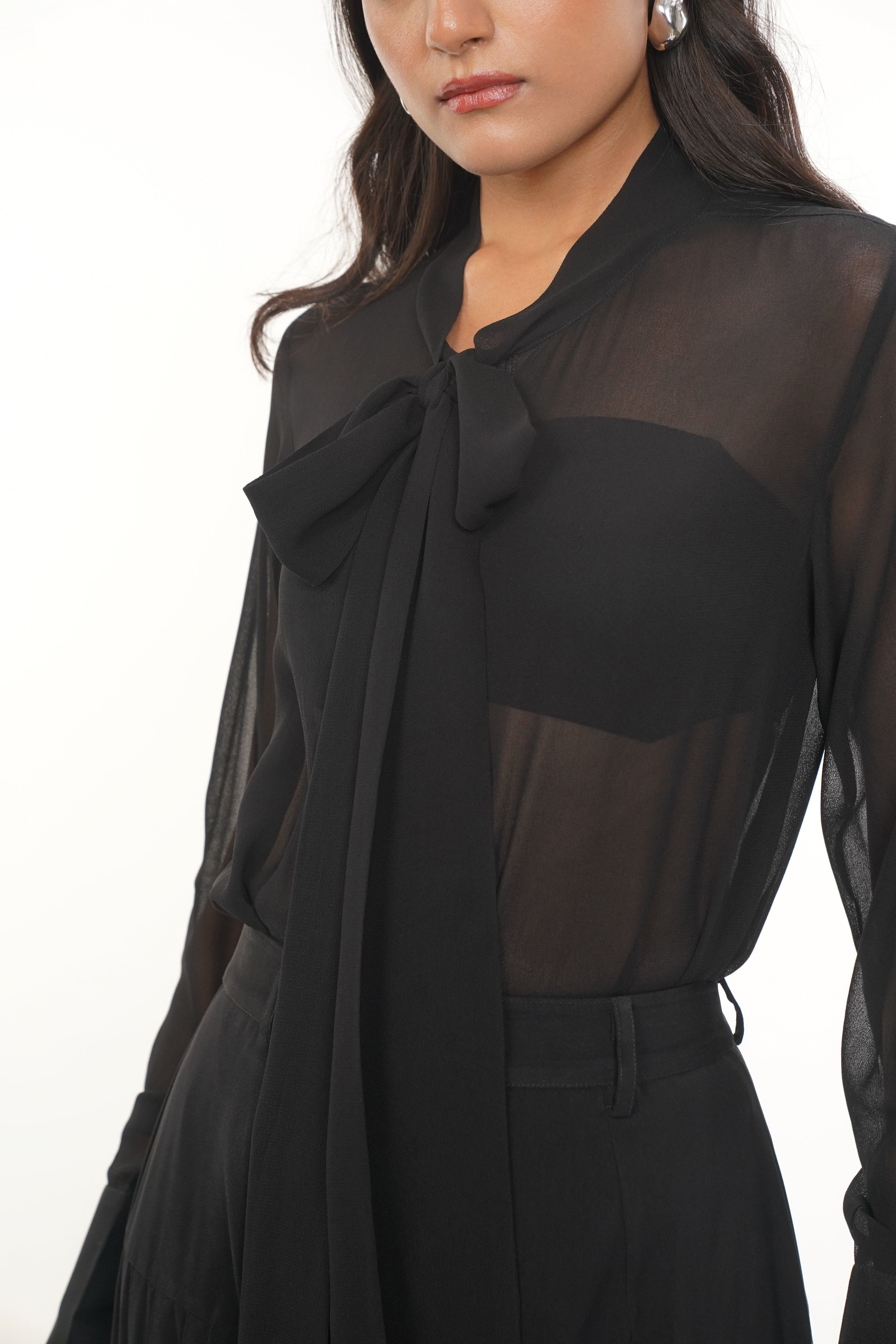 Tux Black Georgette Shirt