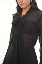 Tux Black Georgette Shirt
