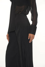 Pan Black Crepe Pleated Pant