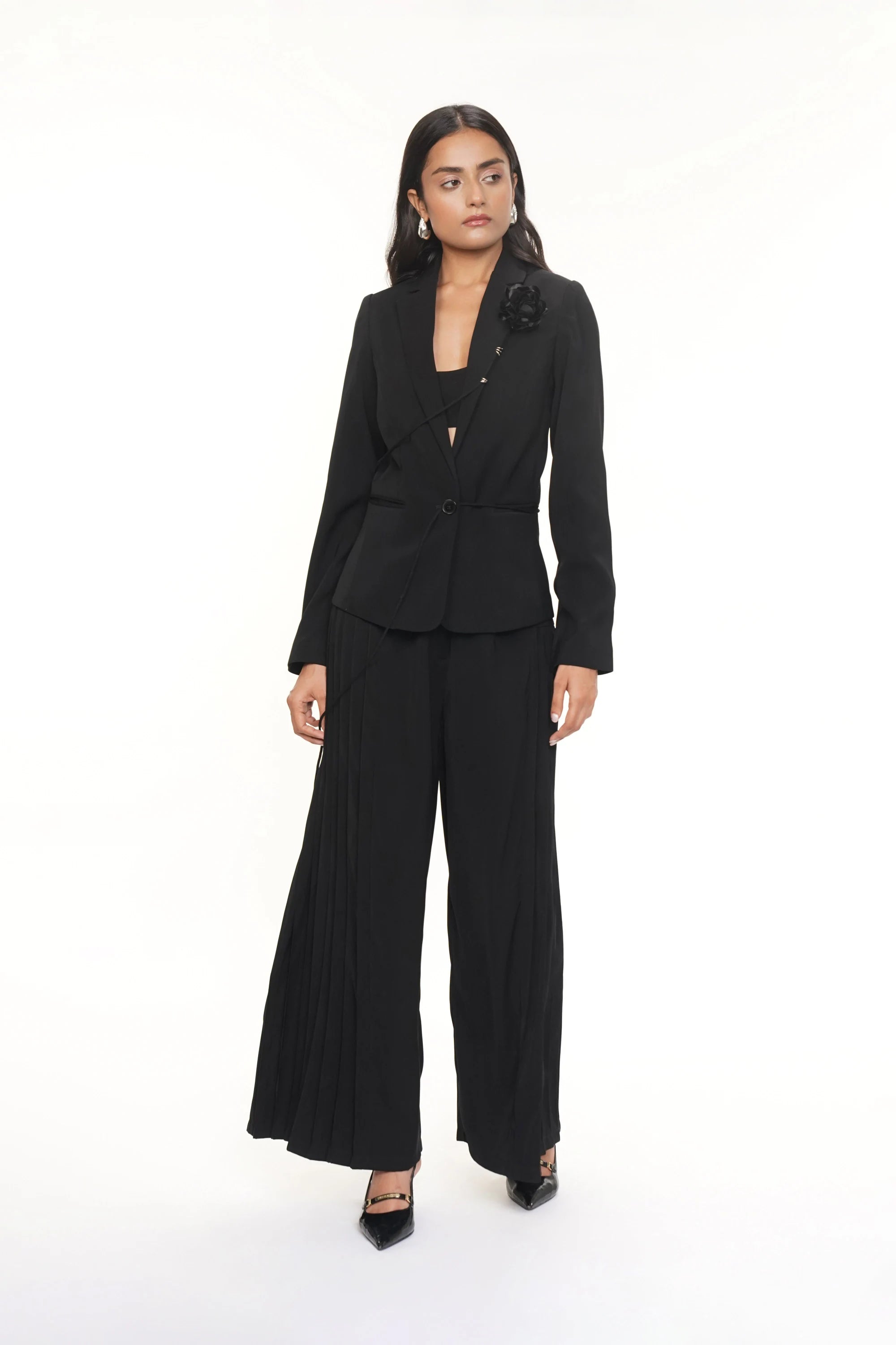 Jackey Black Crepe Flower Jacket