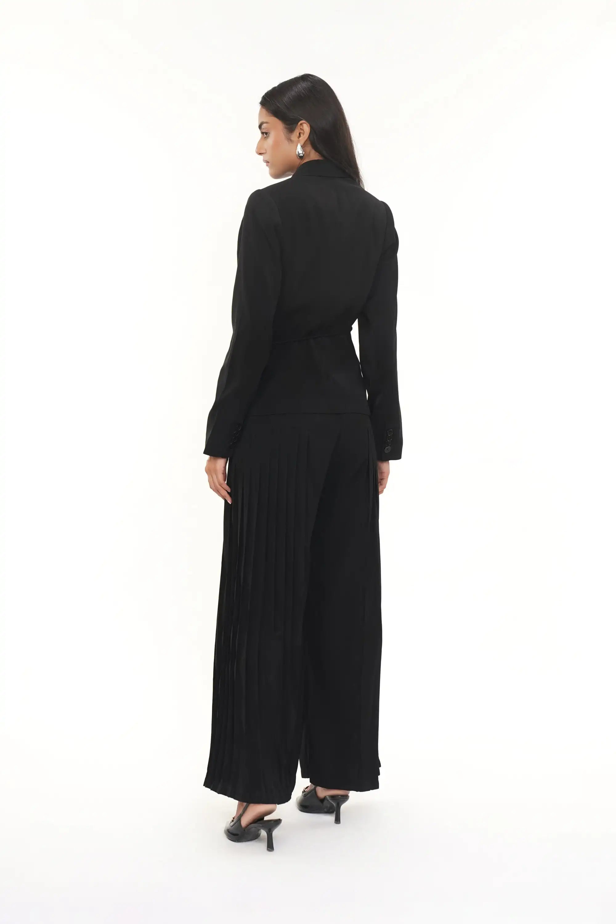 Jackey Black Crepe Flower Jacket