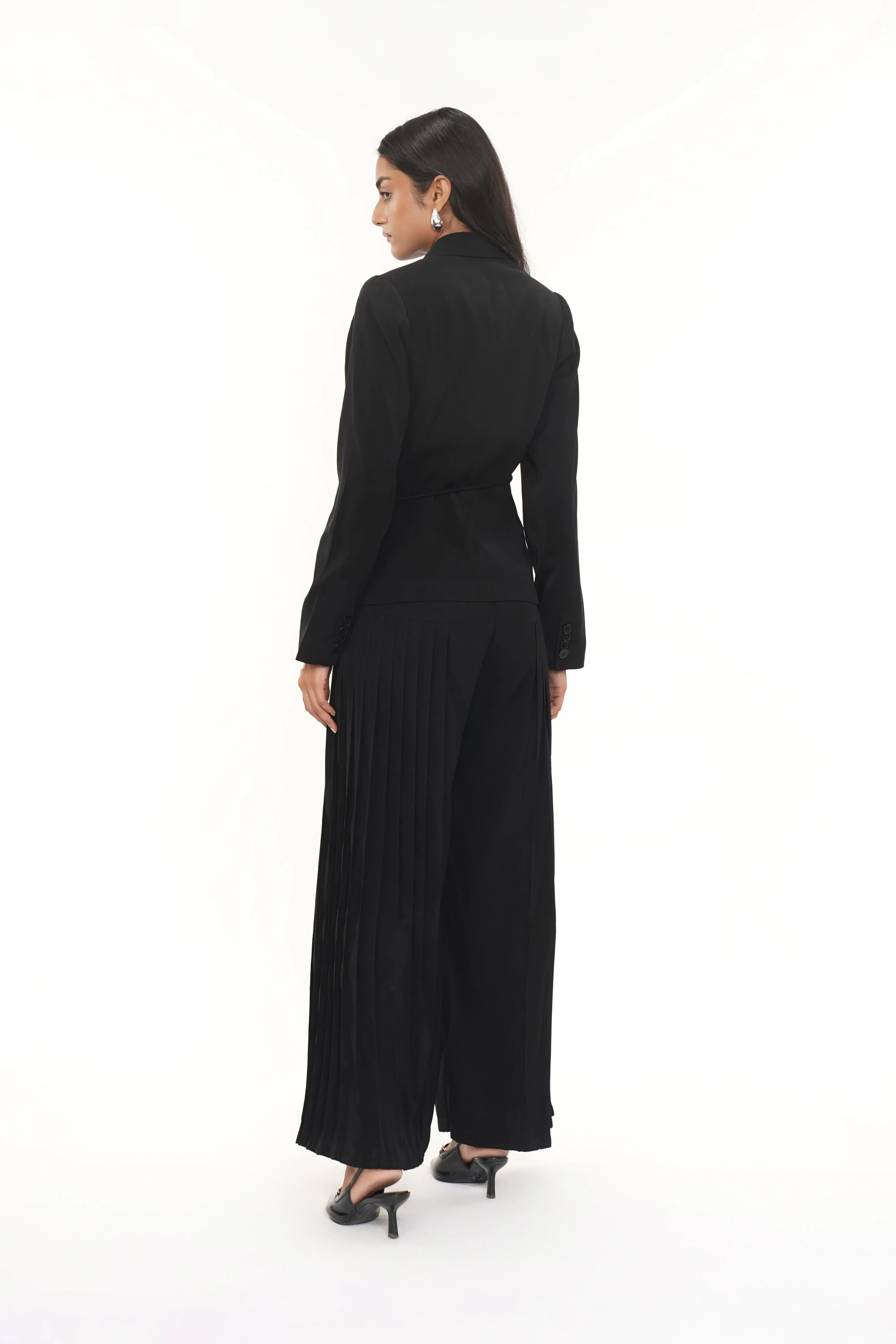 Jackey Black Crepe Flower Jacket