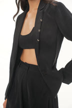 Jackey Black Crepe Flower Jacket