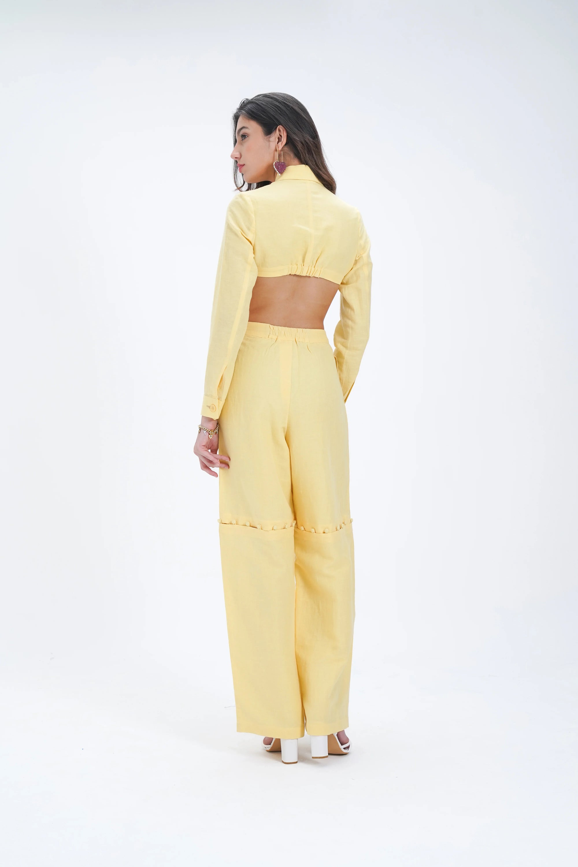 Pantalon Jort en lin jaune beurre