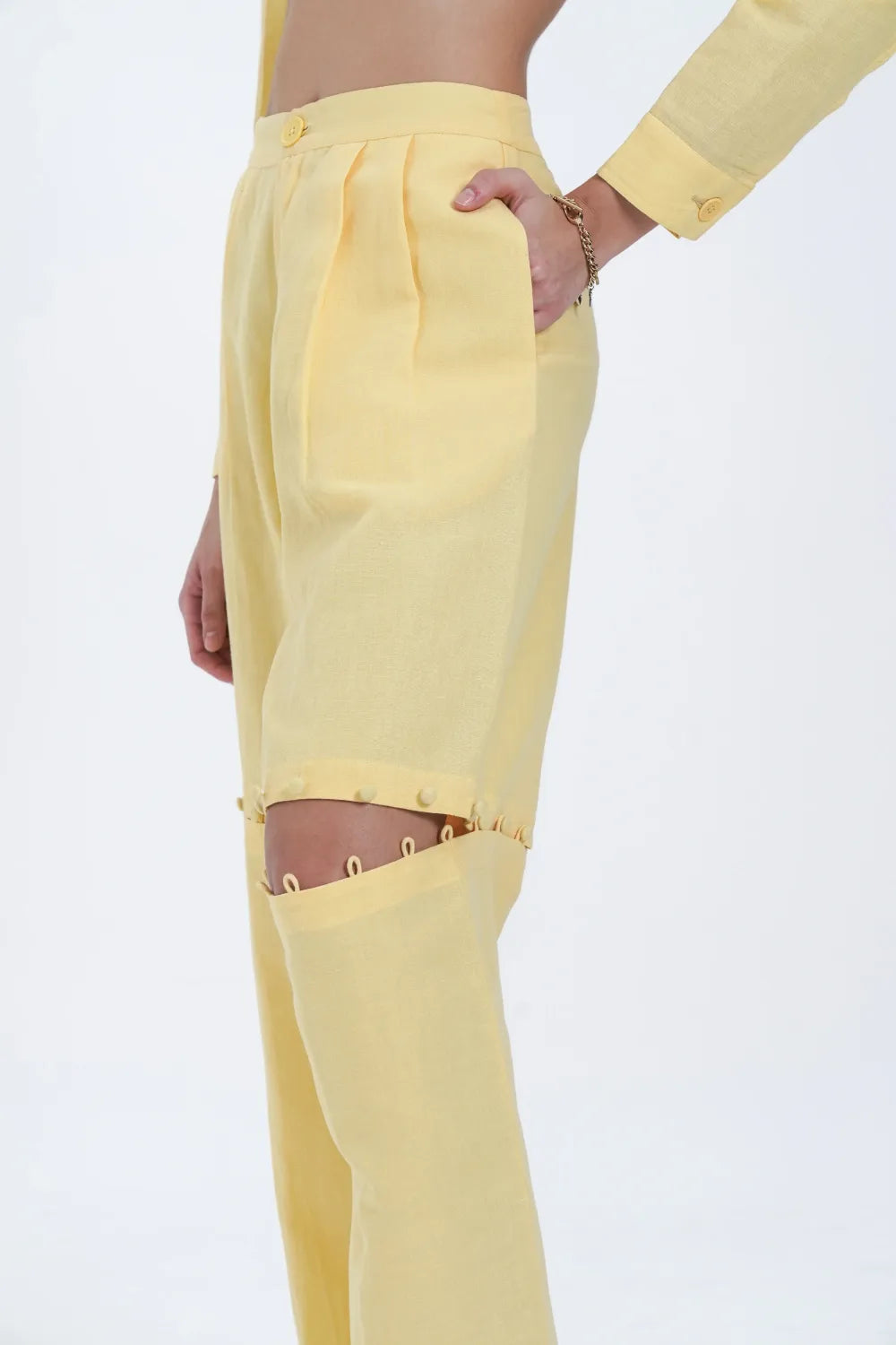 Pantalon Jort en lin jaune beurre