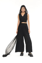 Alison Black Rouched Georgette Hood Top