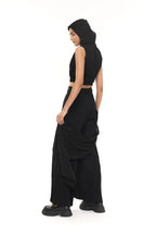 Alison Black Rouched Georgette Hood Top