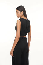 Alison Black Rouched Georgette Hood Top