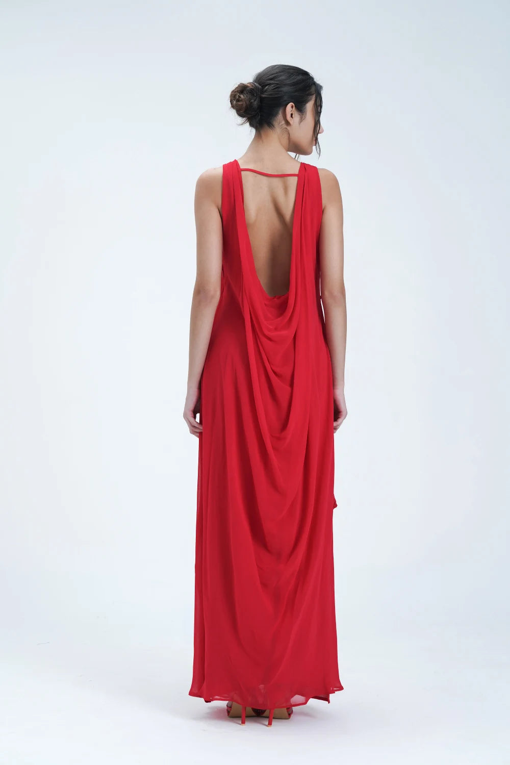 Saint Tropez Red Floral Sheer Long Dress