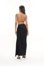 Ari Black Banana Crepe Cotton Twill Skirt