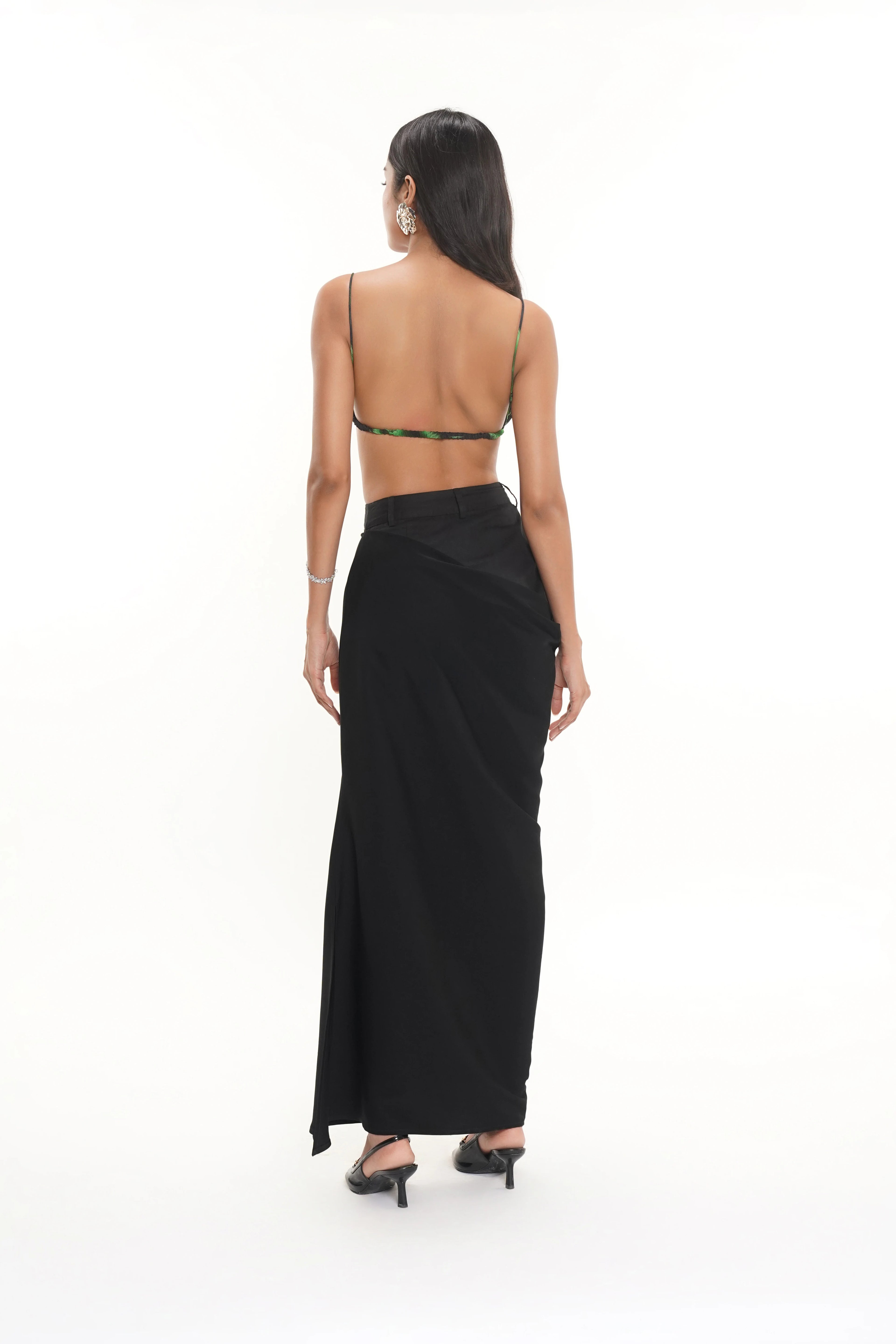 Ari Black Banana Crepe Cotton Twill Skirt