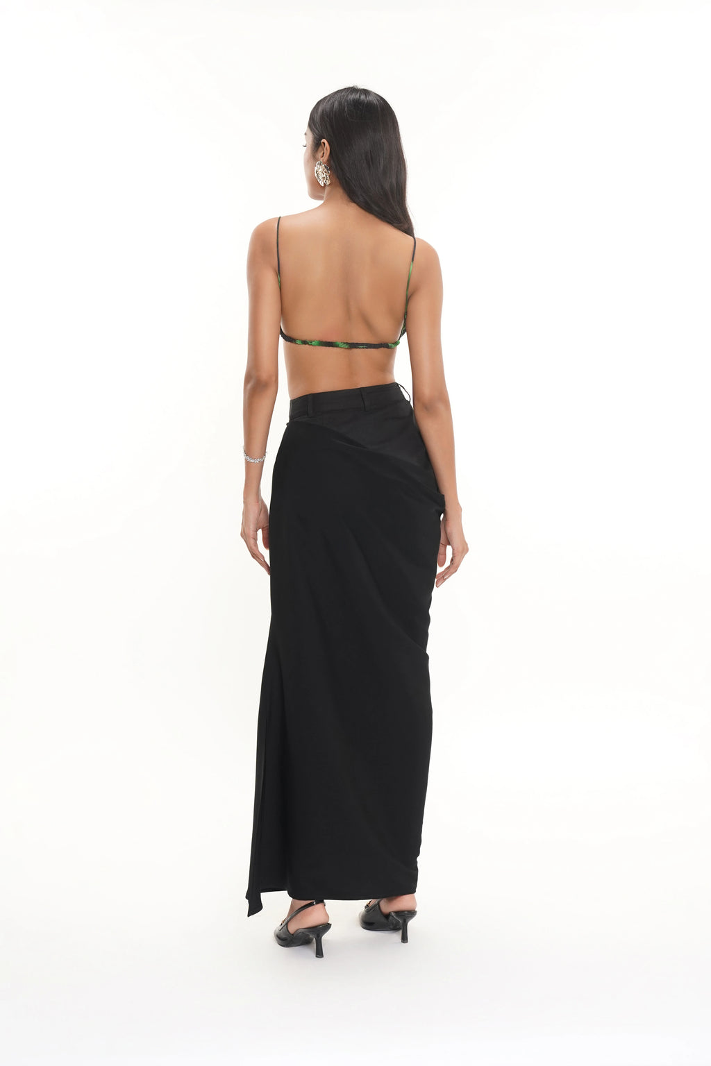 Ari Black Banana Crepe Cotton Twill Skirt