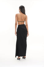 Ari Black Banana Crepe Cotton Twill Skirt