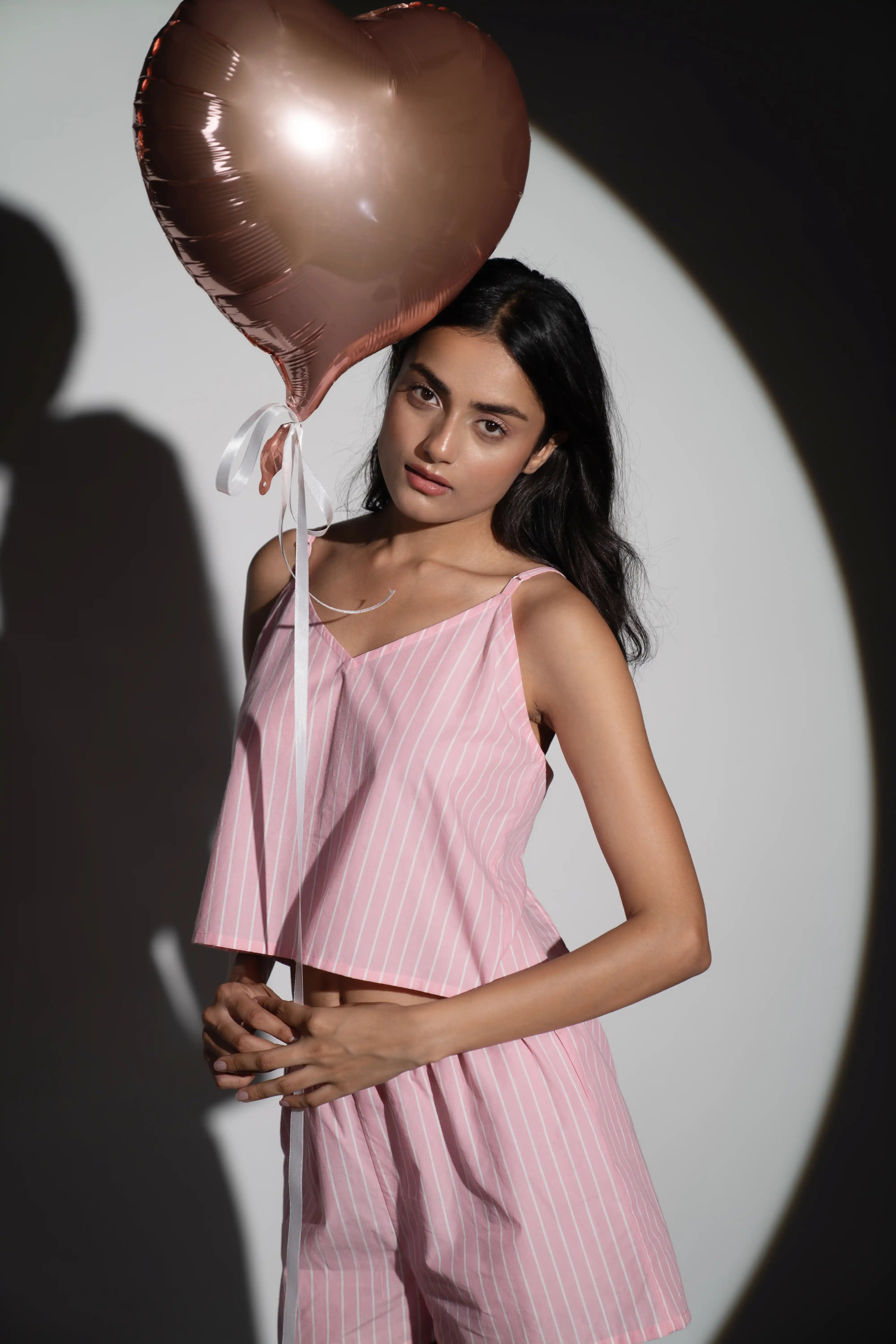 Strappy Pink Cotton Nightsuit