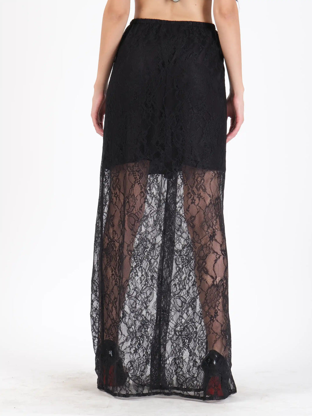 Lacie Black Poly Lace Skirt