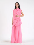 French Wrap Linen Co-Ord Set - Blush Pink